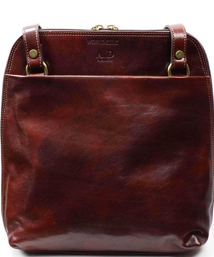 Burgundy Italian Leather Backpack and Handbag. 100% made in Italy - World Chic