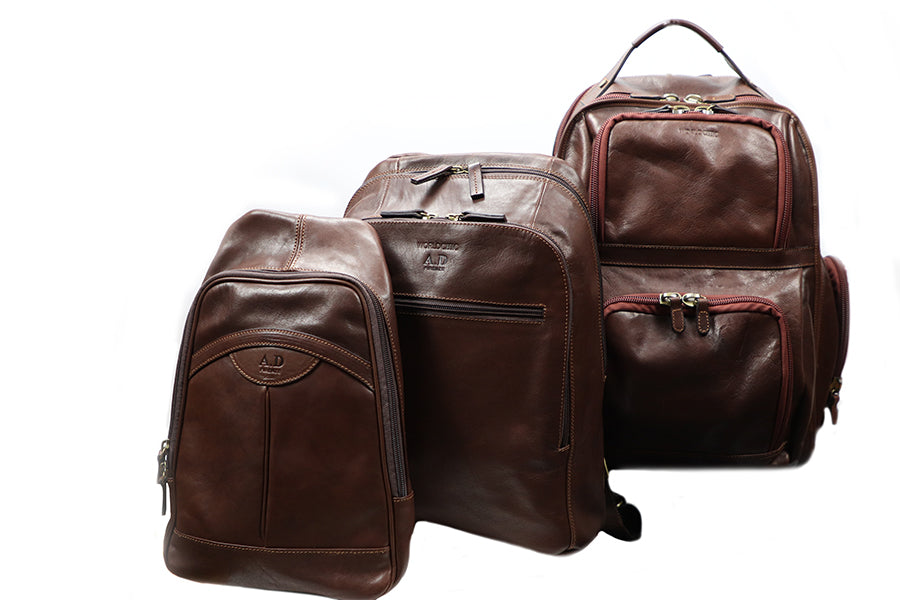 Brown Italian Leather Sling Bag Backpack. 100% made in Italy - World Chic