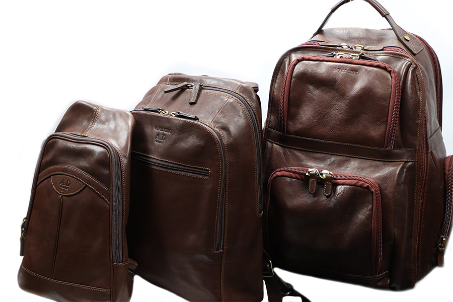 Brown Italian Leather Sling Bag Backpack. 100% made in Italy - World Chic