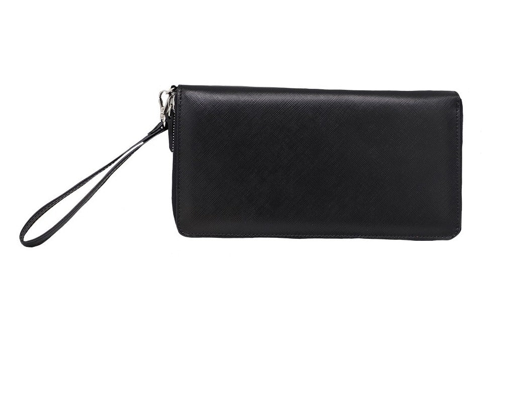 Large Women's Black Italian Leather Wallet. 100% made in Italy - World Chic
