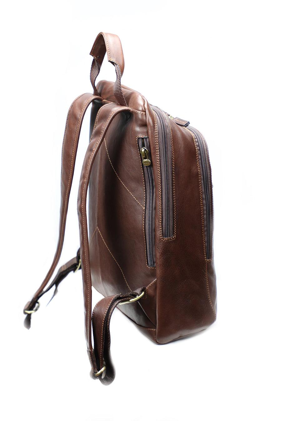 Brown Italian Leather Backpack. 100% made in Italy - World Chic