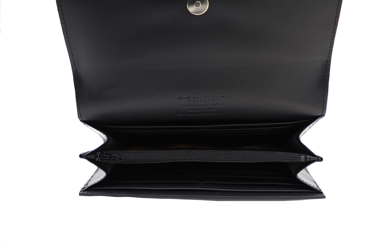 Women's Black Italian Leather Wallet. 100% made in Italy - World Chic