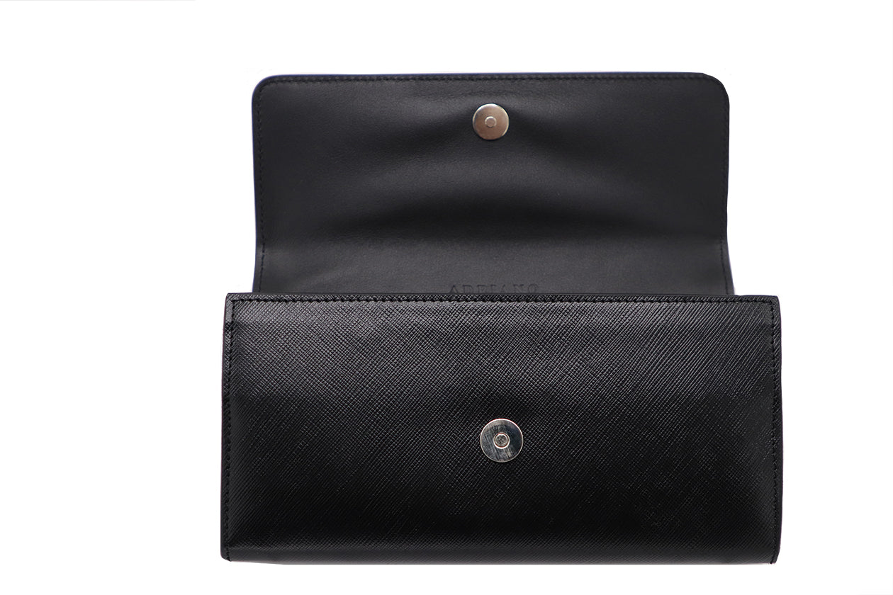 Women's Black Italian Leather Wallet. 100% made in Italy - World Chic