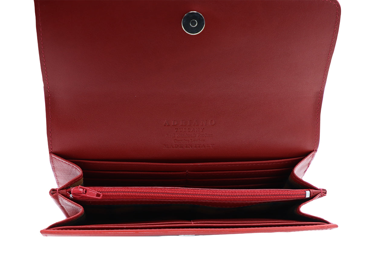 Women's Red Italian Leather Wallet. 100% made in Italy - World Chic
