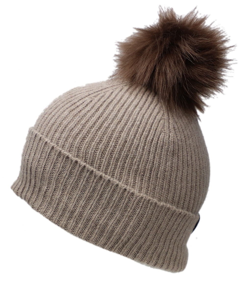 Beige Men and Women's Icelandic Wool Pom Beanie - 100% Made in Iceland - World Chic