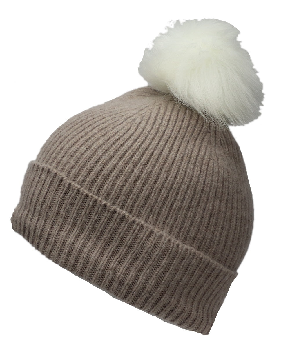 Beige Men and Women's Icelandic Wool Pom Beanie - 100% Made in Iceland - World Chic