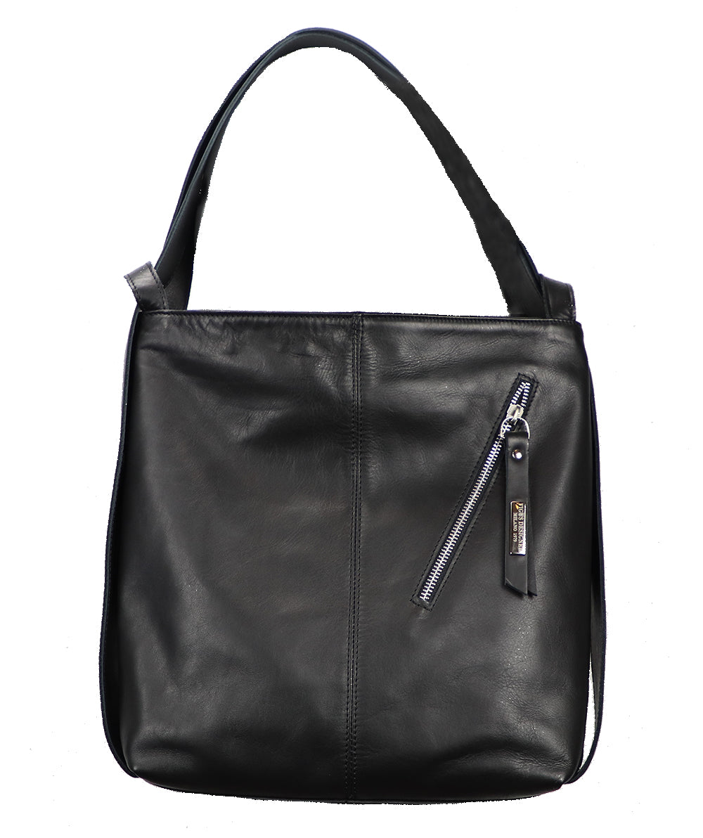 Black Italian Leather Handbag and Backpack - Made in Italy - Figus Designer - World Chic