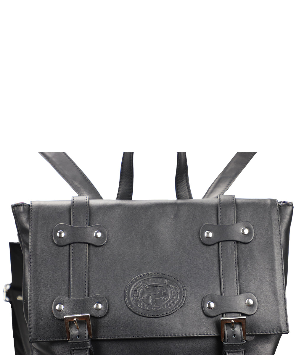 Black Italian Leather Backpack. 100% made in Italy - Figus Designer - World Chic