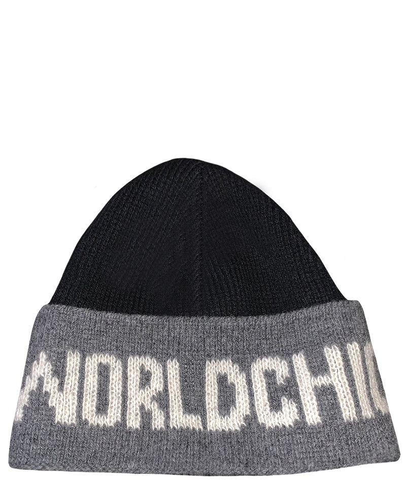 Black and Gray World Chic x Iceland - Men and Women's Icelandic Wool Exclusive Beanie - 100% Made in Iceland - World Chic