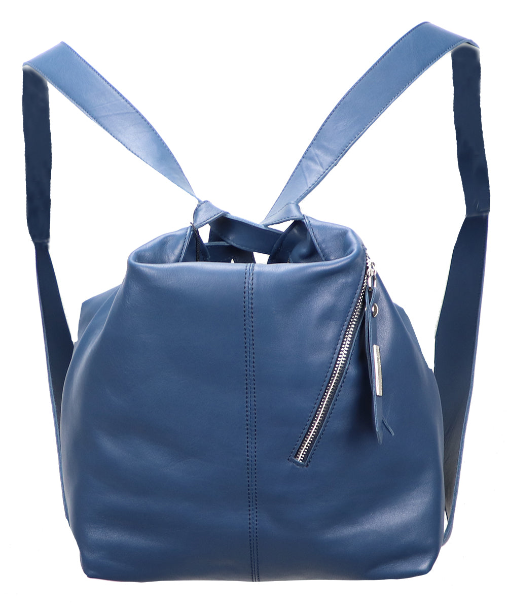 Blue Jean Italian Leather Handbag and Backpack - Made in Italy - Figus Designer - World Chic