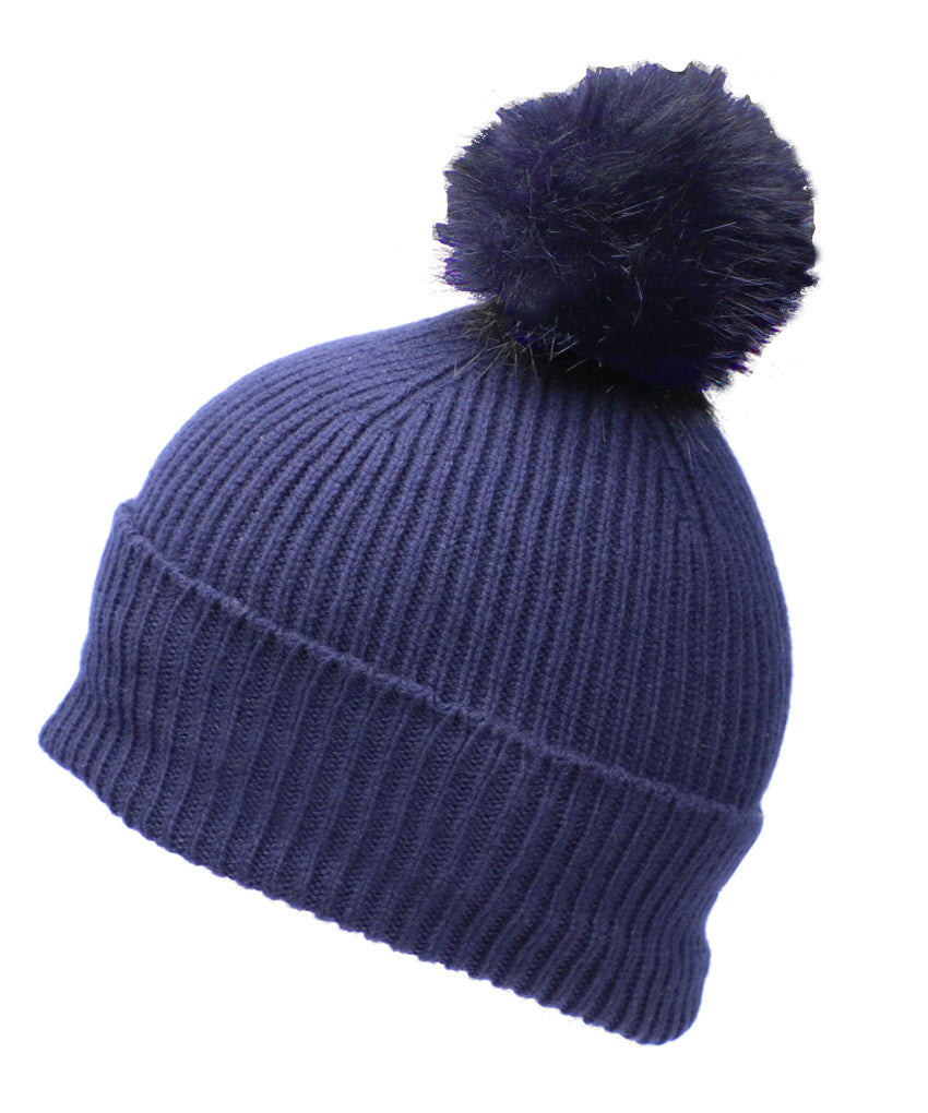 Blue  Men and Women's Icelandic Wool Pom Beanie - 100% Made in Iceland - World Chic