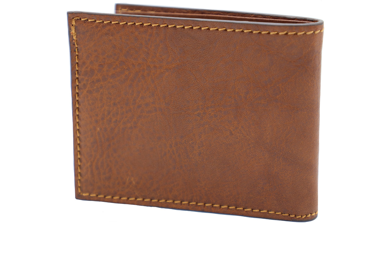 Men's Brown Italian Leather Wallet. 6 Card Slots. Two Bill Compartment. 100% made in Italy - World Chic