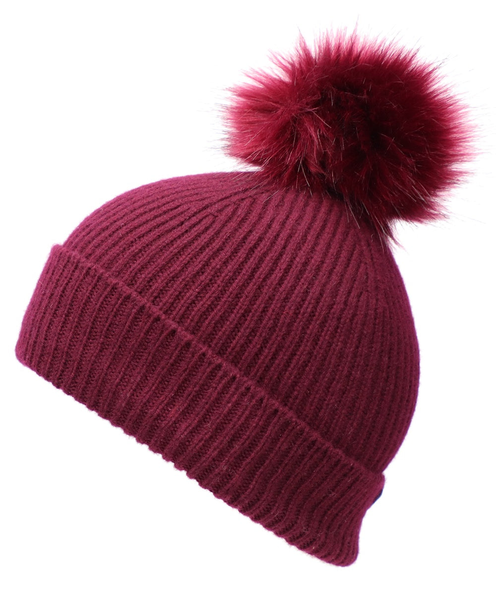 Burgundy Men and Women's Icelandic Wool Pom Beanie - 100% Made in Iceland - World Chic