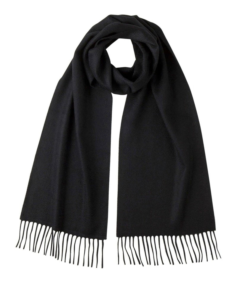 Cashmere Scarf - Black -  100% Made in Scotland - World Chic