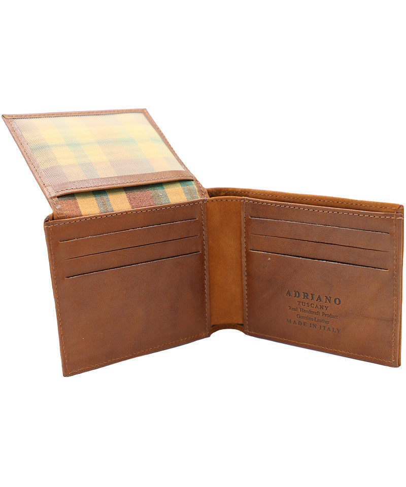 Men's Suede Tan Italian Leather Wallet. 9 Card Slots.100% made in Italy - World Chic