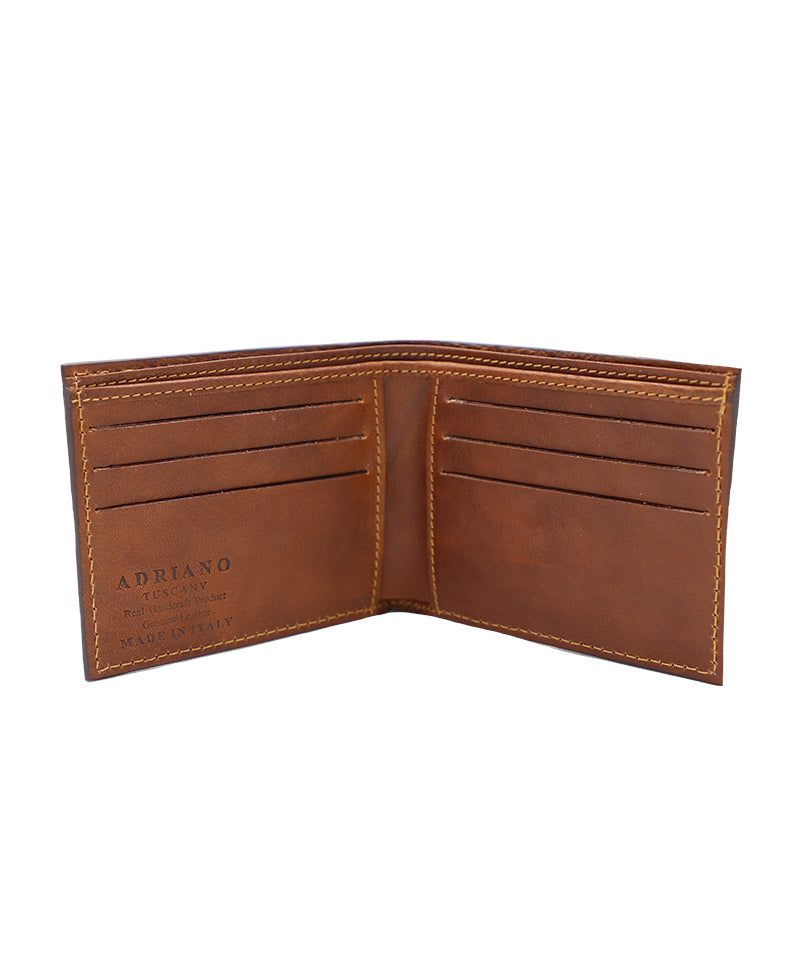 Men's Brown Italian Leather Wallet. 6 Card Slots. Two Bill Compartment. 100% made in Italy - World Chic