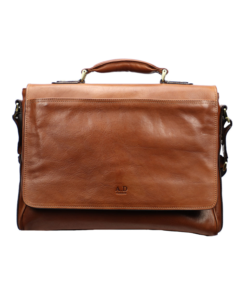 Men's Brown Italian Leather Briefcase - 100% Made in Italy - World Chic