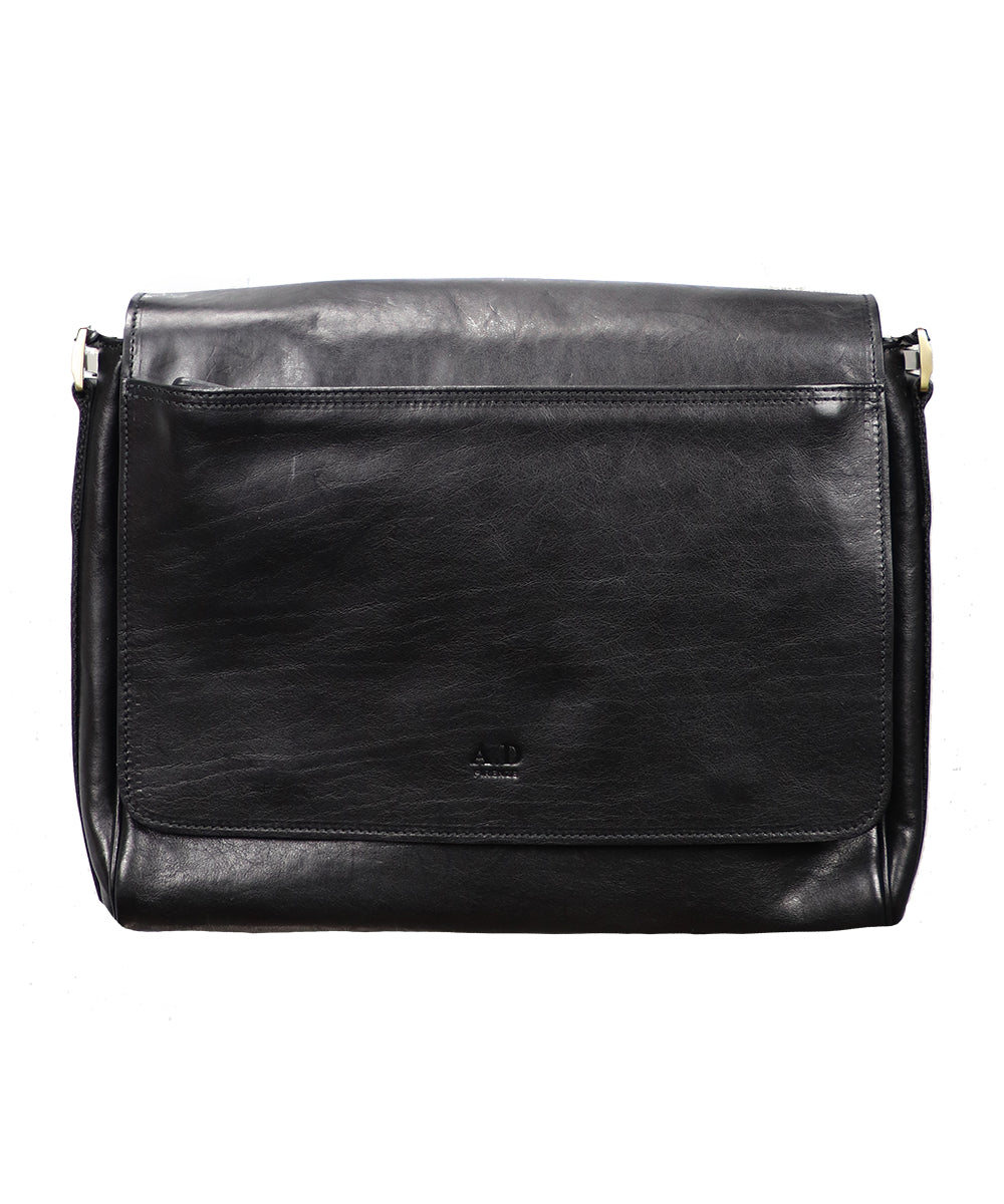 Men's Black Italian Leather Briefcase. 100% made in Italy - World Chic