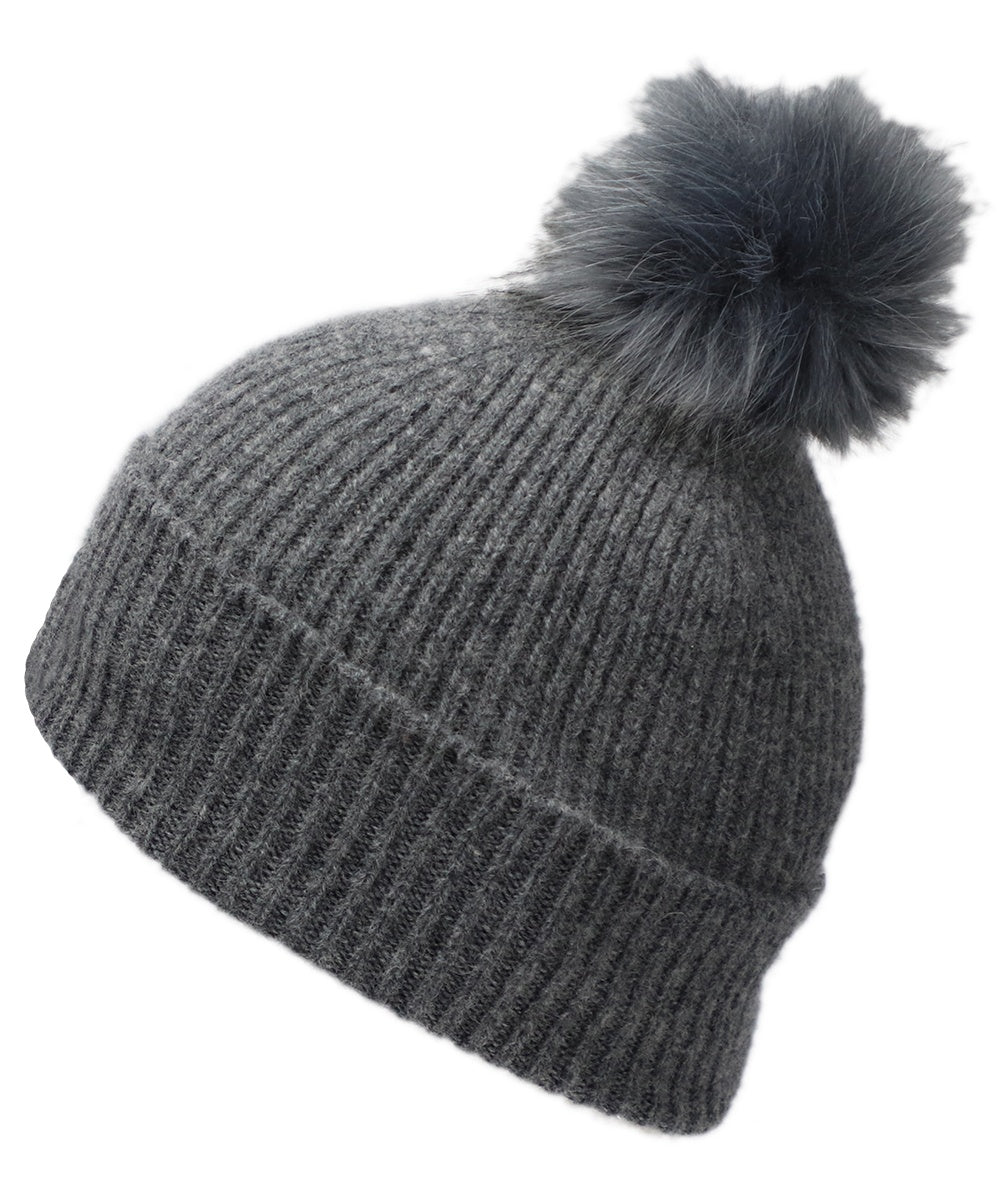 Gray Men and Women's Icelandic Wool Pom Beanie - 100% Made in Iceland - World Chic