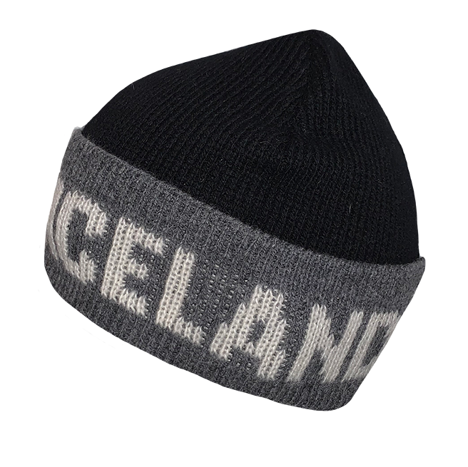 Black and Gray World Chic x Iceland - Men and Women's Icelandic Wool Exclusive Beanie - 100% Made in Iceland - World Chic