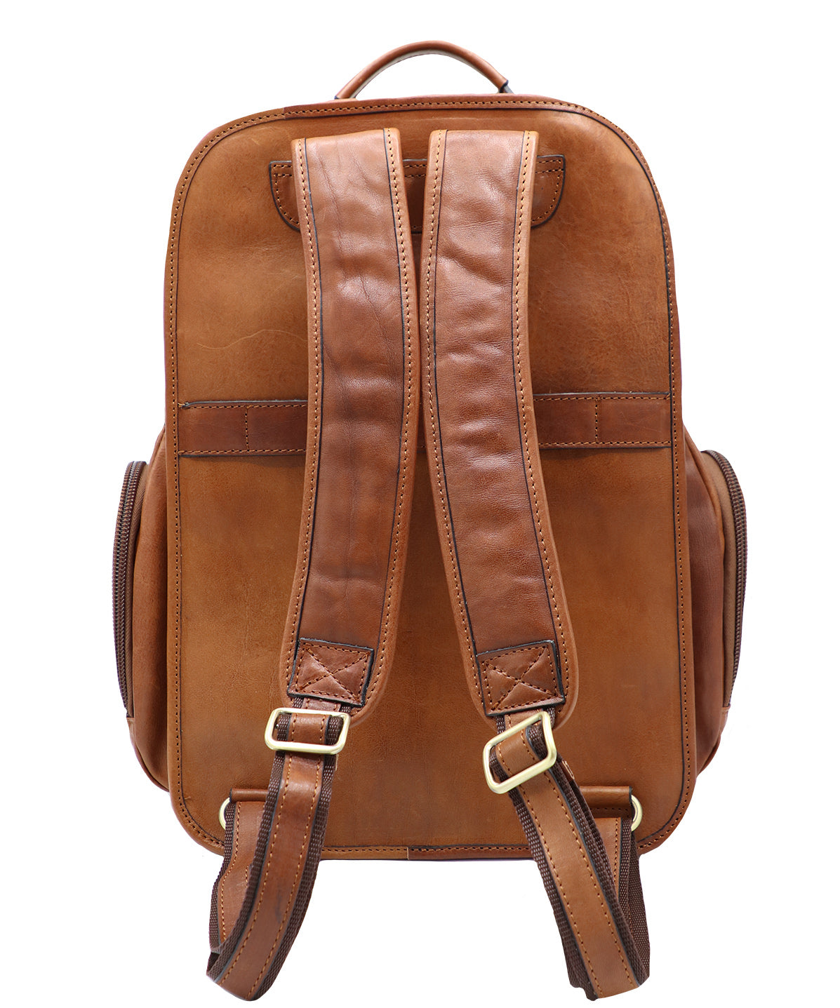 Large Brown Italian Leather Backpack. Perfect for Travel. 100% made in Italy - World Chic