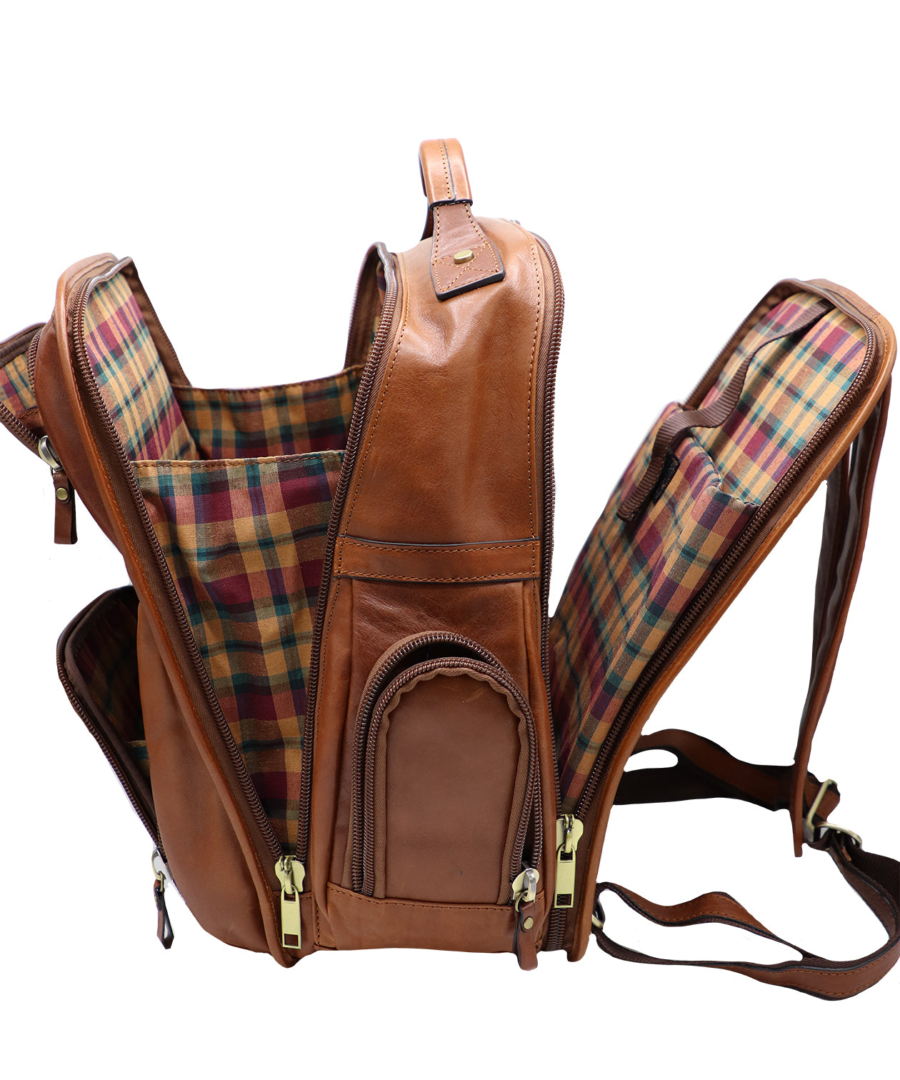 Large Brown Italian Leather Backpack. Perfect for Travel. 100% made in Italy - World Chic