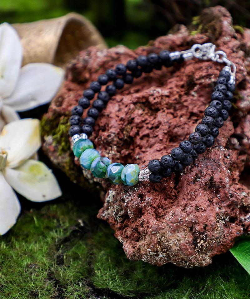 Turquoise Icelandic Lava Rock Bracelet Jewelry - Made in Reykjavik, Iceland
