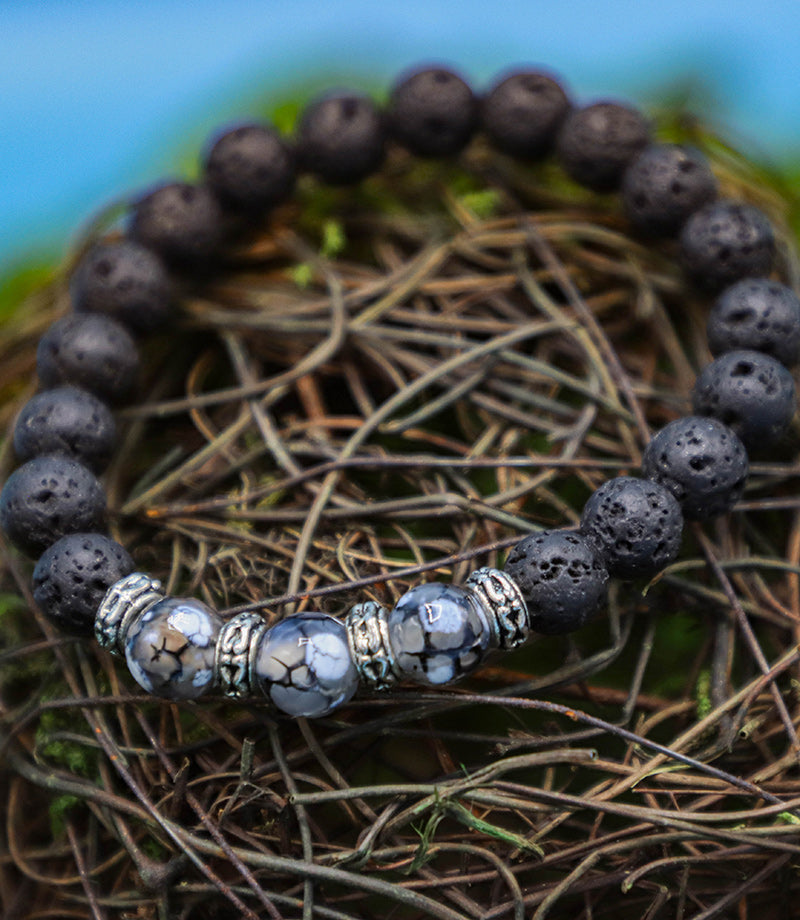 Agate and Lava Rock Bracelet - Iceland Lava Rock Jewelry – 100% Made in Iceland – World Chic