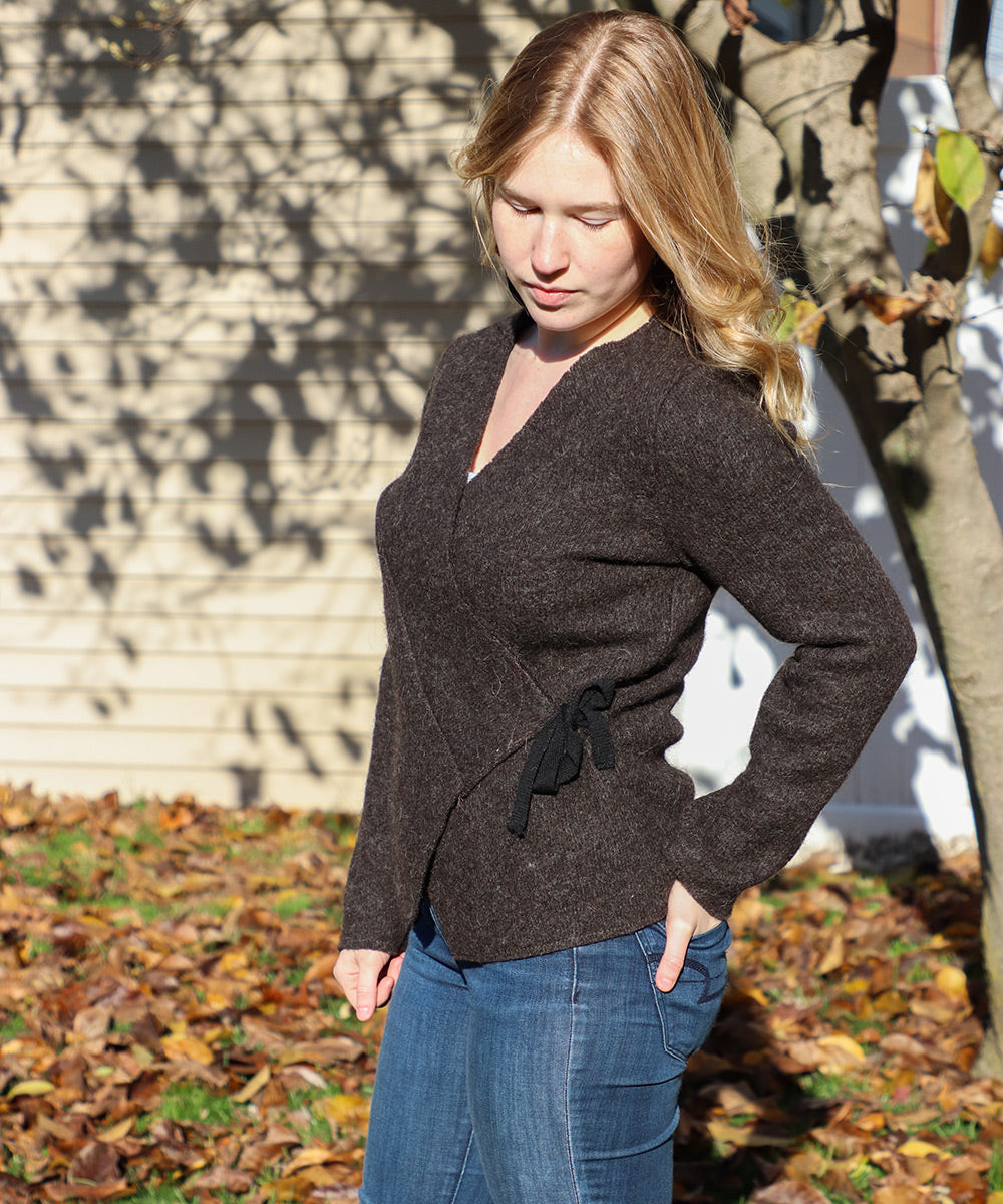 Brown Wool wrap - Women's Icelandic Wool Cardigan- 100% Made in Iceland - World Chic