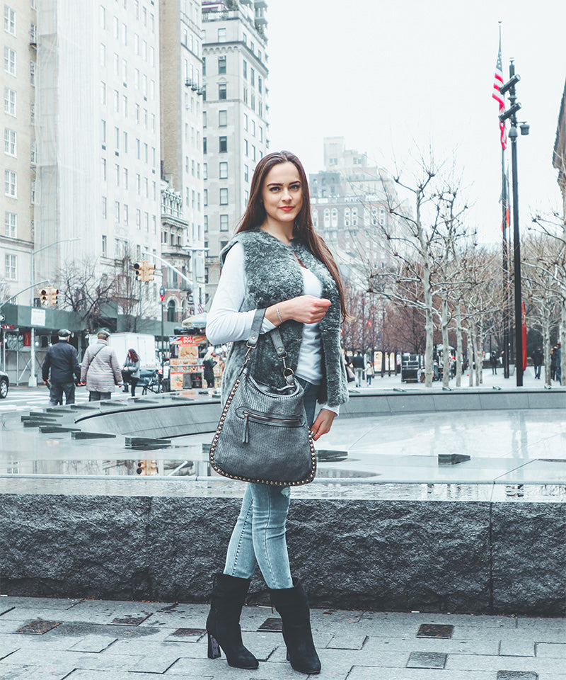 Shearling Vest - Gray Women's Icelandic Wool Fur Vest Reversible - 100% Made in Iceland - World Chic