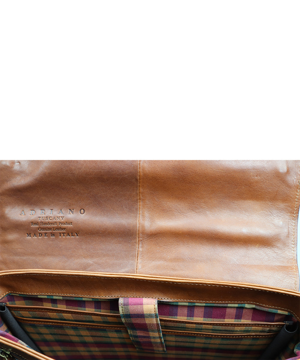 Men's Brown Italian Leather Briefcase - 100% Made in Italy - World Chic