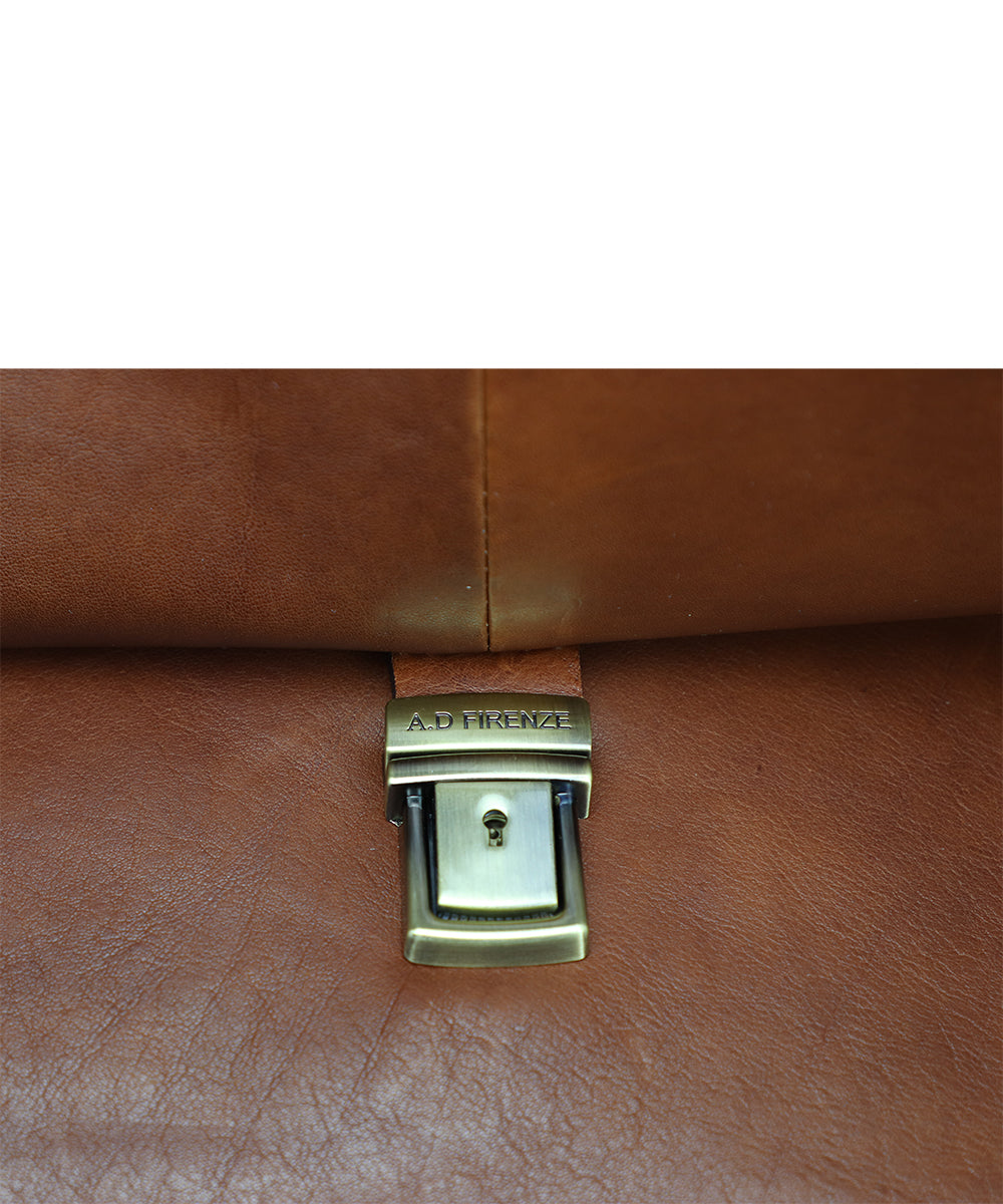 Men's Brown Italian Leather Briefcase - 100% Made in Italy - World Chic