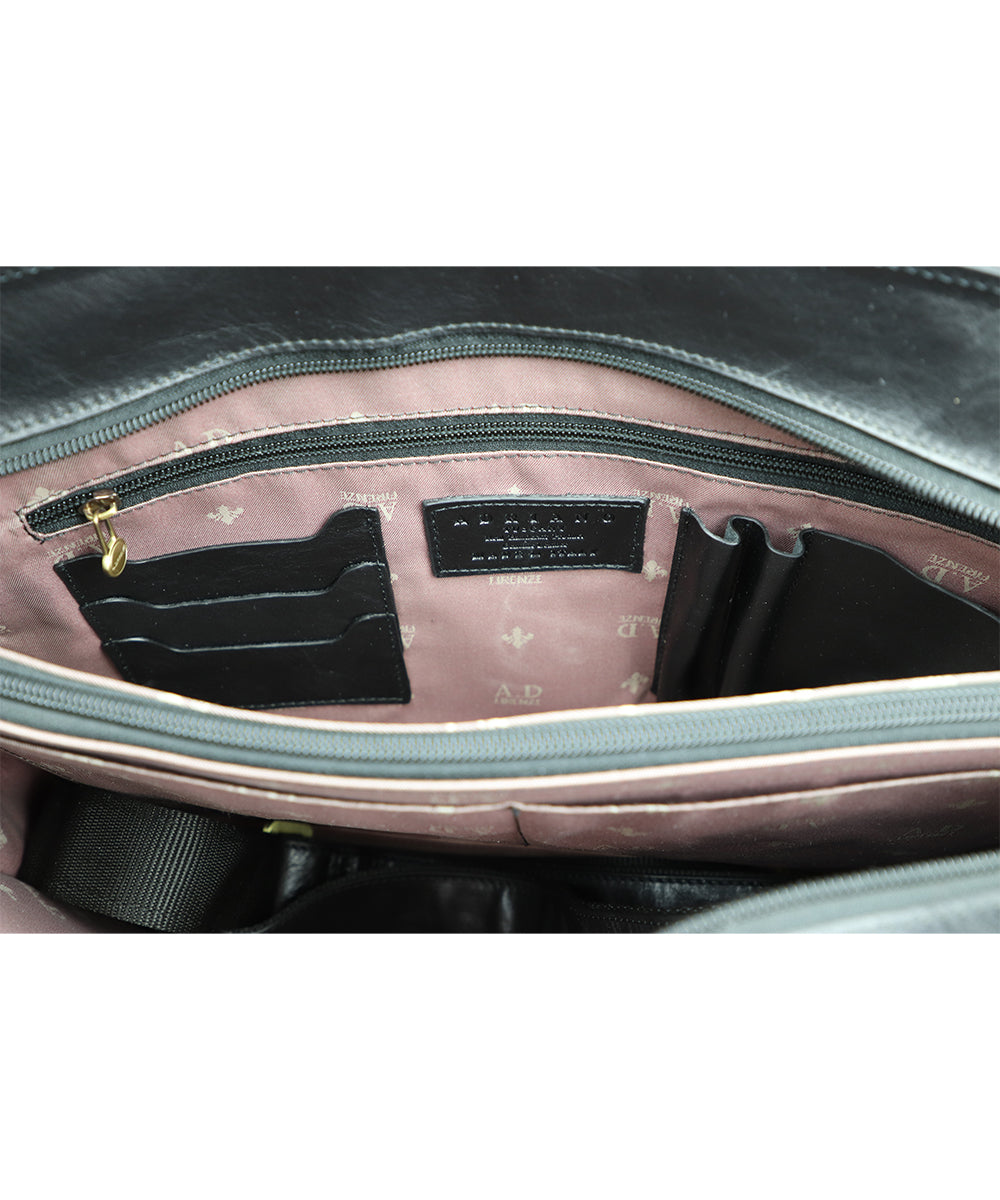 Women's Black Italian Leather Briefcase. 100% made in Italy - World Chic