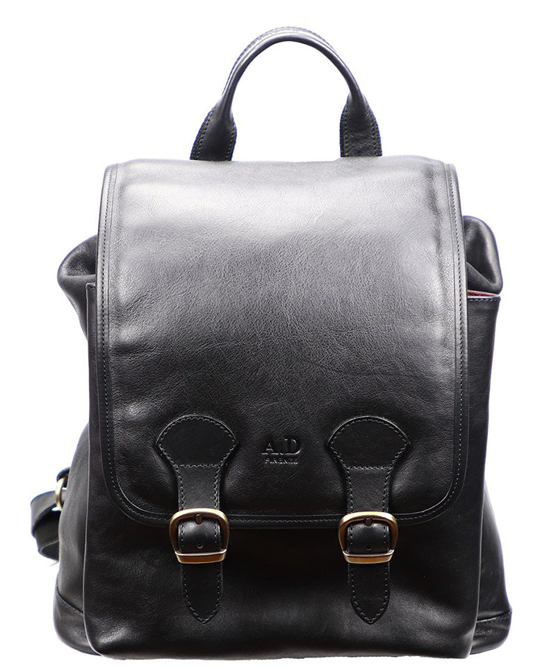 Black Italian Leather Backpack. 100% made in Italy - World Chic