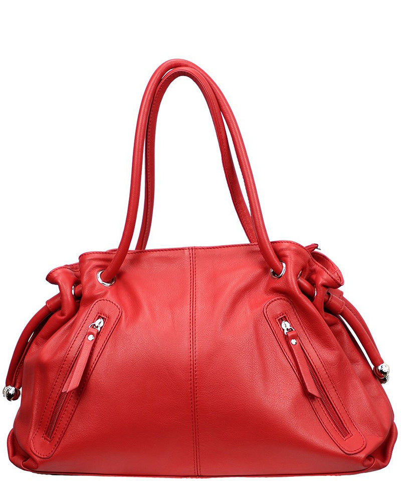 Women's Red Italian Leather Handbag. 100% Made in Italy - World Chic