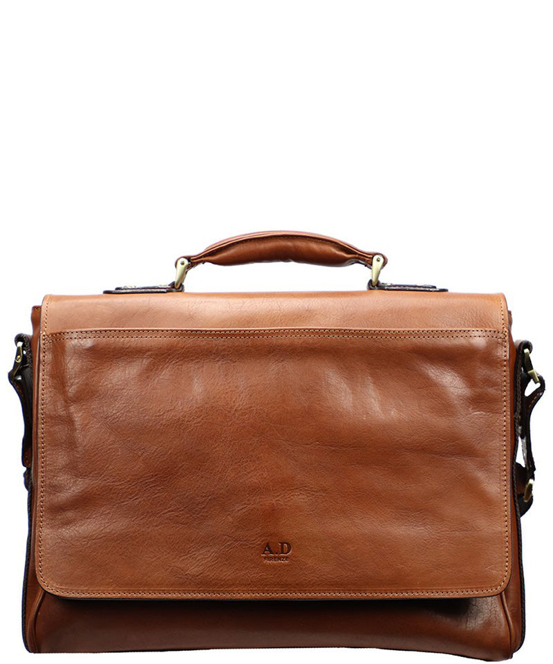 Men's Brown Italian Leather Briefcase - 100% Made in Italy - World Chic