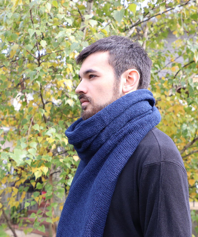 Long Wool Scarf in Blue - Men and Women's Icelandic Wool Scarf - 100% Made in Iceland - World Chic