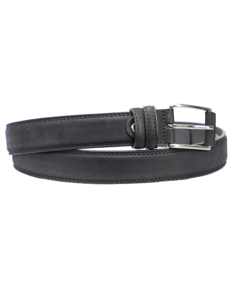 Nubuck Belt - Black Men's Black Italian Leather Belt. 100% made in Italy - World Chic