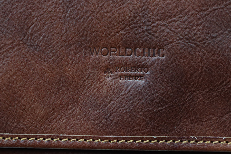 Brown Italian Leather Briefcase - 100% made in Italy - World Chic