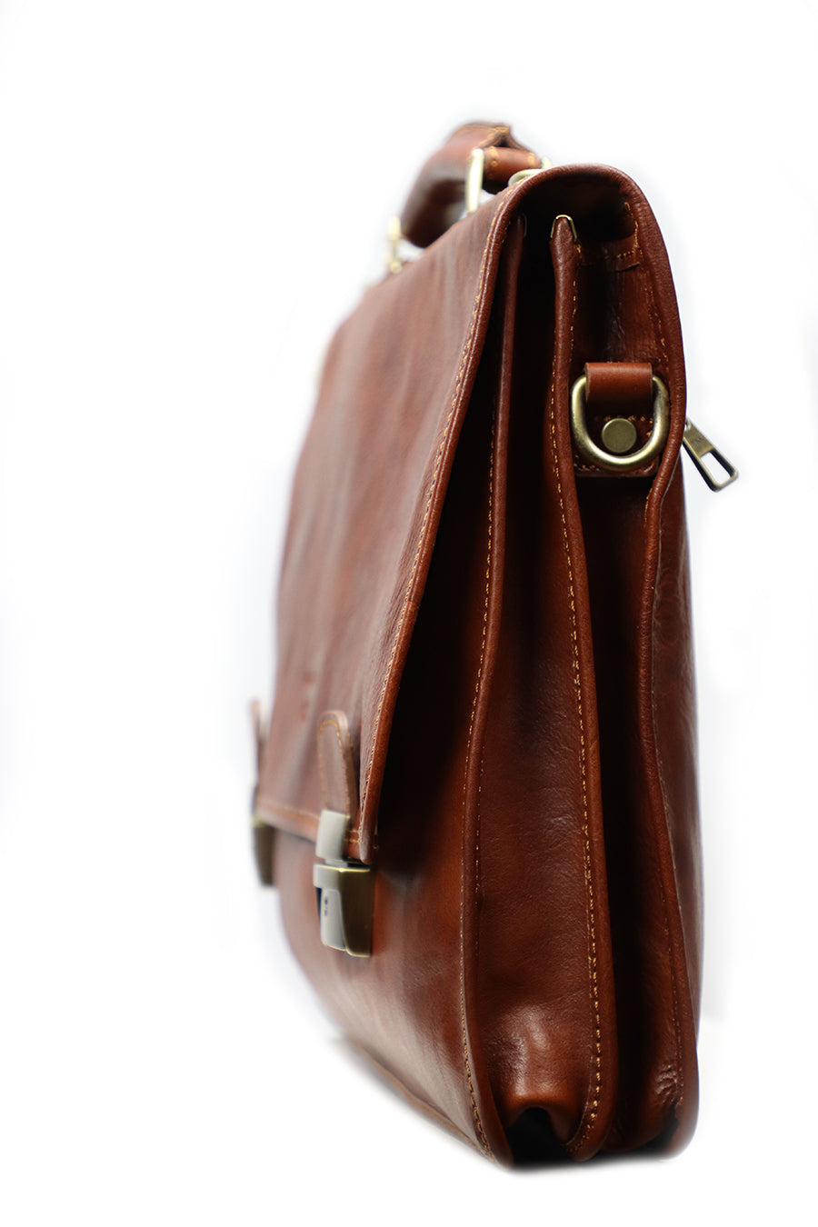 Brown Italian Leather Briefcase - 100% made in Italy - World Chic