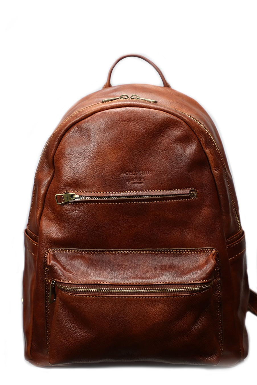 Brown Italian Leather Backpack - 100% made in Italy - World Chic