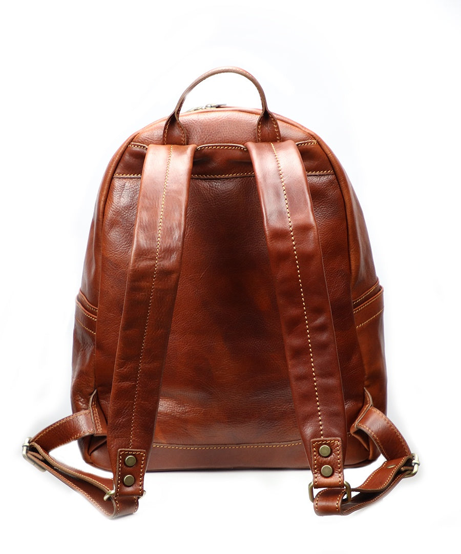 Brown Italian Leather Backpack - 100% made in Italy - World Chic