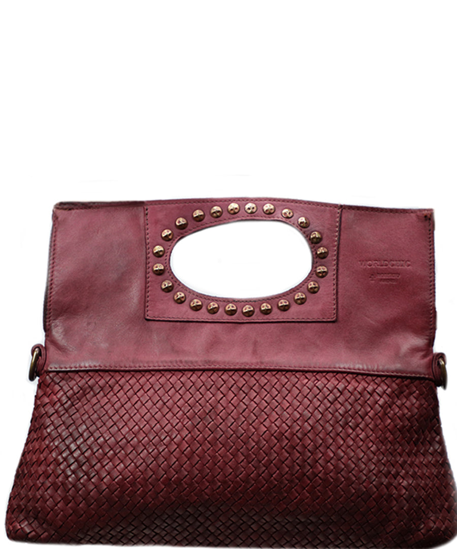 Women's Burgundy Italian Leather Handbag and Crossbody - World Chic