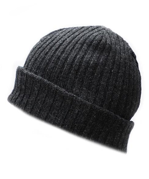 Charcoal Men and Women's Icelandic Wool Ribbed Beanie - 100% Made in Iceland - World Chic