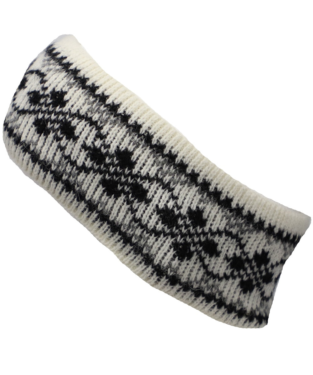 White and Black - Men and Women's Icelandic Wool Patterned Headband- 100% Made in Iceland - World Chic