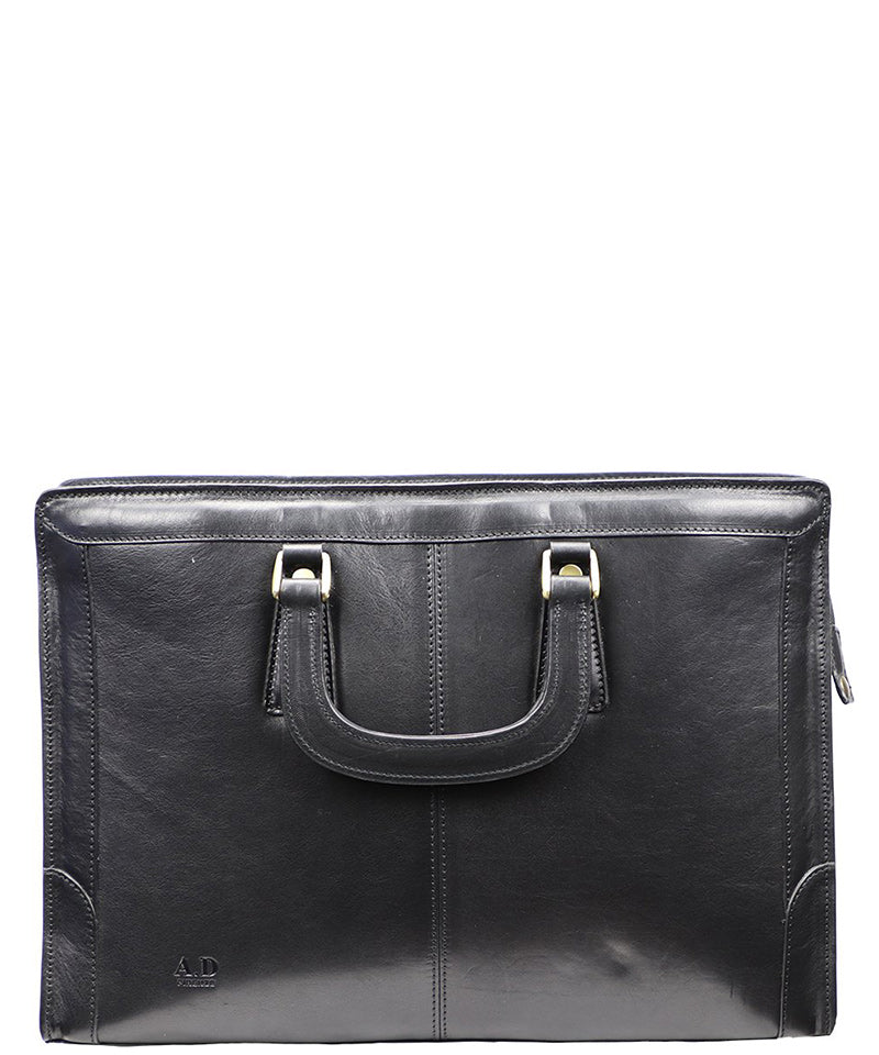 Women's Black Italian Leather Briefcase. 100% made in Italy - World Chic