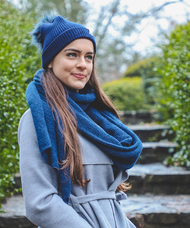 Blue Men and Women's Icelandic Wool Pom Beanie - 100% Made in Iceland - World Chic