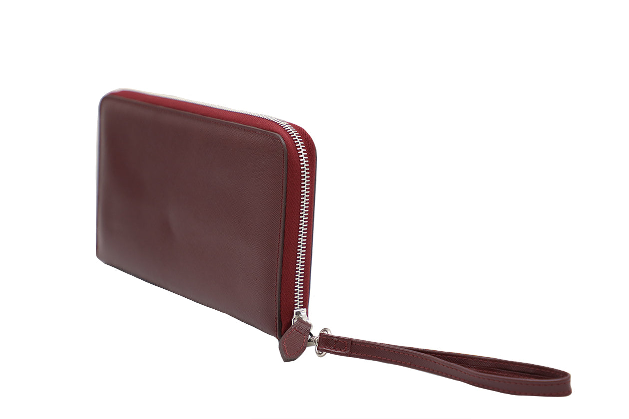 Women's Large Burgundy Italian Leather Wallet. 100% made in Italy - World Chic