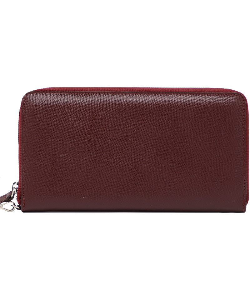 Women's Large Burgundy Italian Leather Wallet. 100% made in Italy - World Chic