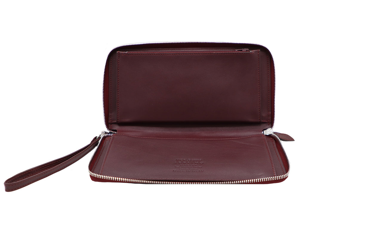 Women's Large Burgundy Italian Leather Wallet. 100% made in Italy - World Chic